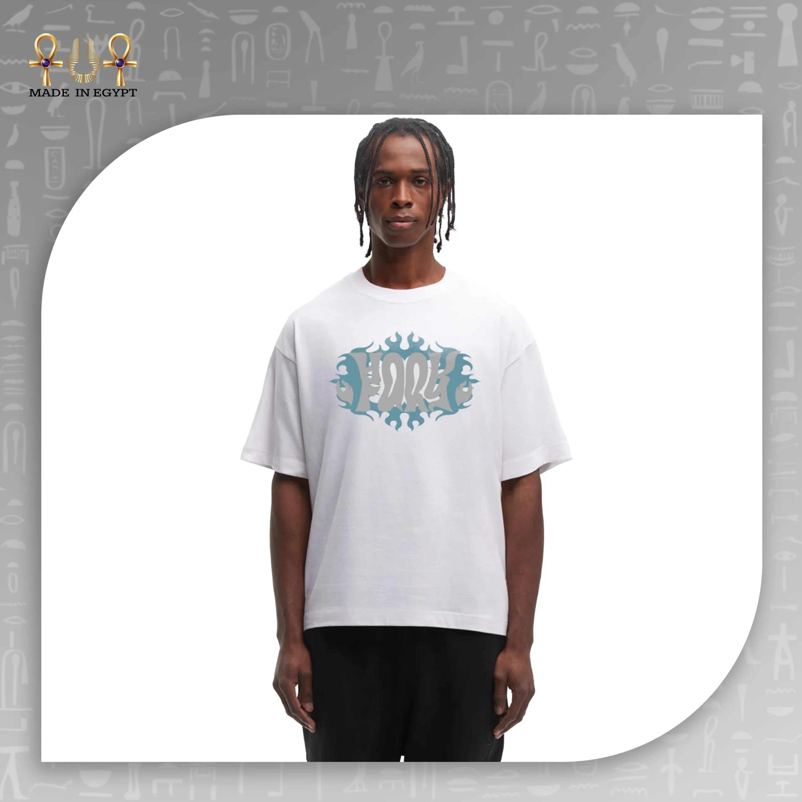 @13aHook Flame Logo Oversized Graphic T-Shirt تيشيرت أوفر سايز Hook بتصميم Flame Logo - الصورة 1
