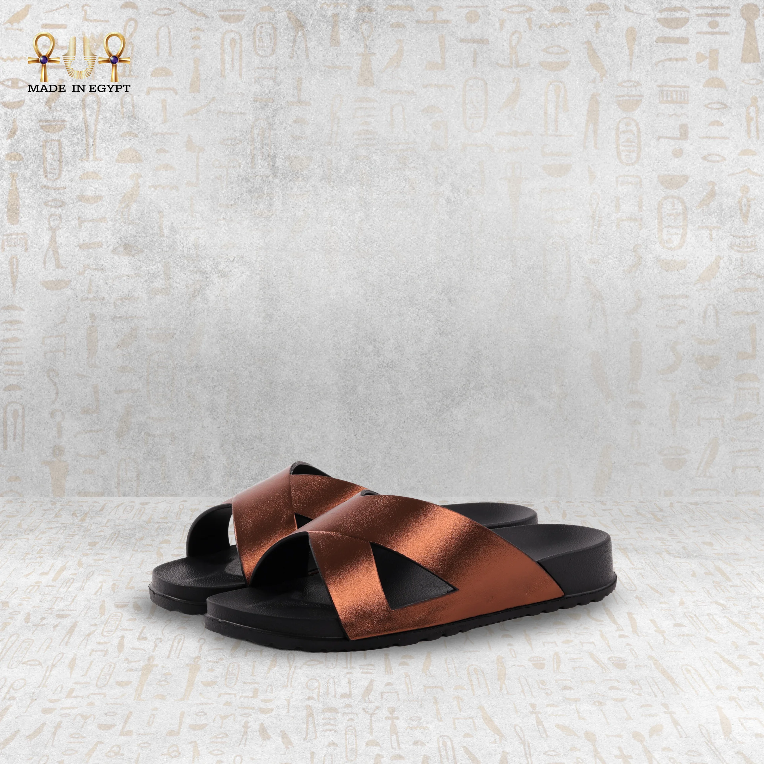 @18E Uni Pamp Women Slides – Sunrise Uni Pamp Sunrise Black Cross Strap Women Slides - Image 1