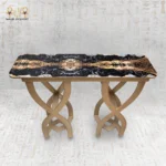 Decorative Wooden Console Table with Black & Gold Marble Top