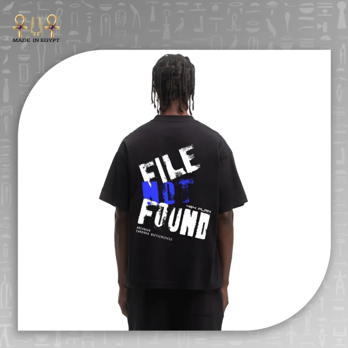 ⁦تيشيرت أوفر سايز أبيض بطباعة File Not Found⁩ - الصورة ⁦4⁩