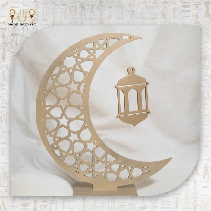 ⁦Champagne Wooden Crescent Décor with Hanging Lantern⁩ - الصورة ⁦6⁩