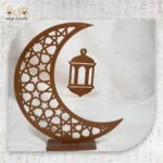 Champagne Wooden Crescent Décor with Hanging Lantern
