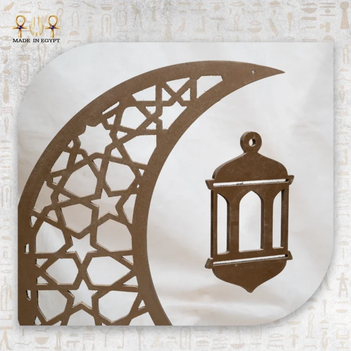 ⁦Champagne Wooden Crescent Décor with Hanging Lantern⁩ - الصورة ⁦2⁩