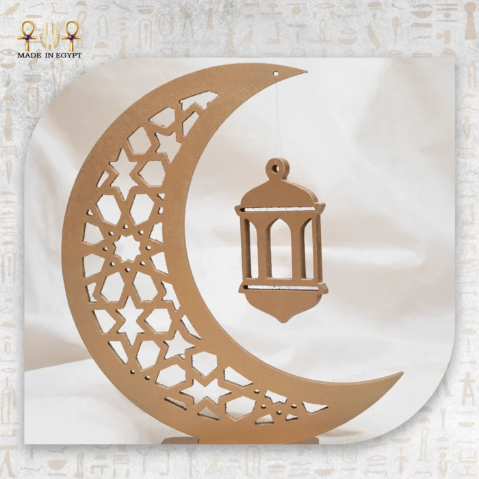 ⁦Golden Wooden Crescent Décor with Hanging Lantern⁩ - الصورة ⁦10⁩