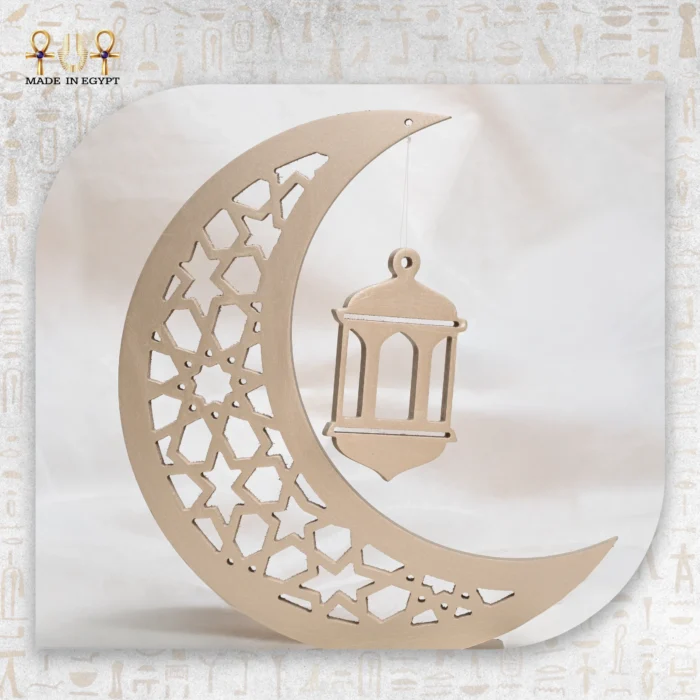 ⁦Golden Wooden Crescent Décor with Hanging Lantern⁩ - الصورة ⁦4⁩