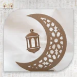 Golden Wooden Crescent Décor with Hanging Lantern