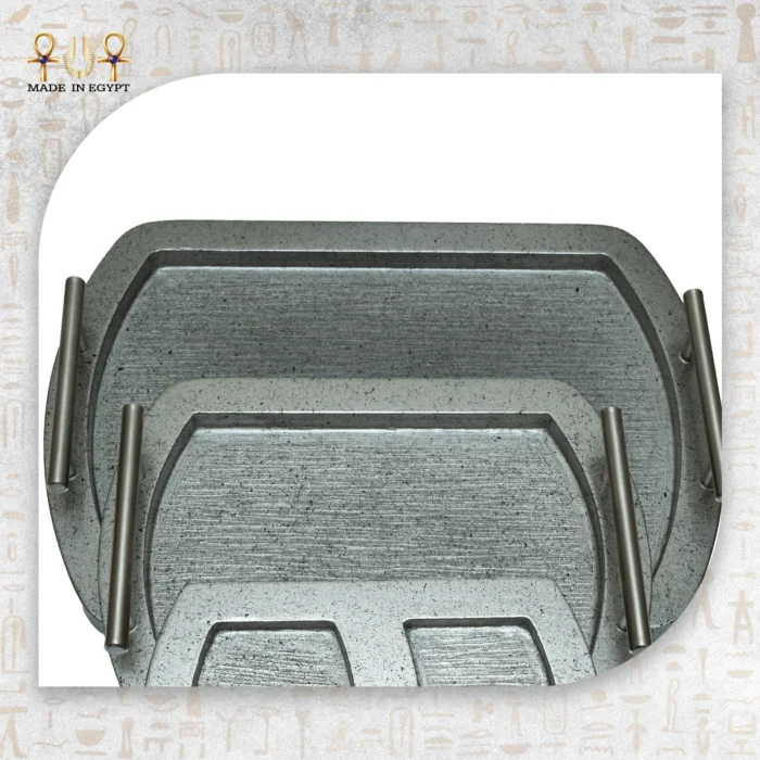 ⁦Silver Tiered Serving Tray Set⁩ - الصورة ⁦2⁩