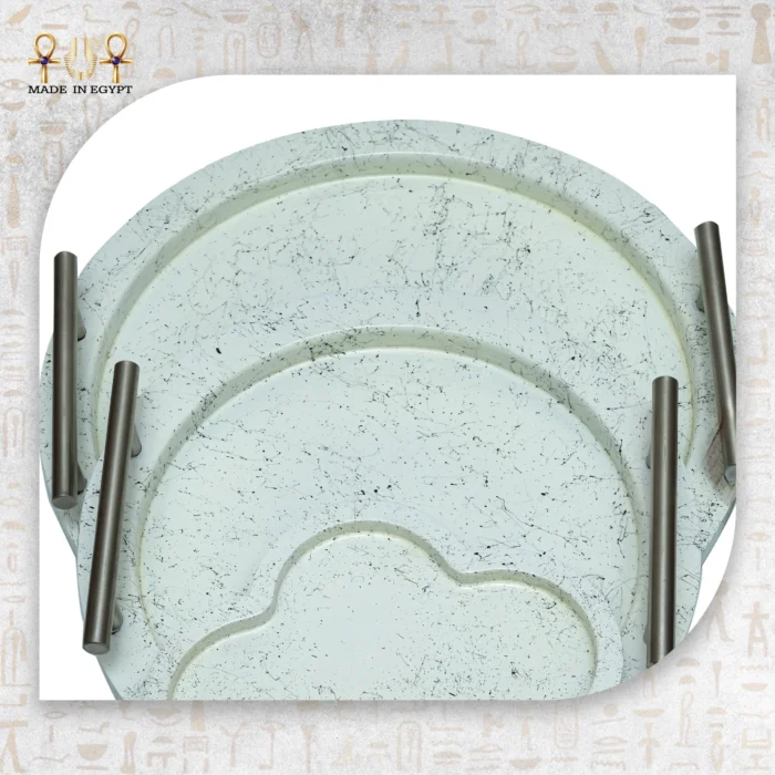 ⁦Silver Crescent and Cloud Serving Tray Set⁩ - الصورة ⁦4⁩