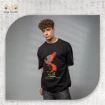 ⁦تيشيرت أوفر سايز بطبعة طائر الفينيق⁩ - الصورة ⁦3⁩