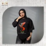 ⁦تيشيرت أوفر سايز بطبعة طائر الفينيق⁩ - الصورة ⁦7⁩
