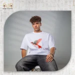 ⁦تيشيرت أوفر سايز بطبعة طائر الفينيق⁩ - الصورة ⁦9⁩