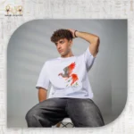 ⁦تيشيرت أوفر سايز بطبعة طائر الفينيق⁩ - الصورة ⁦10⁩