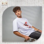 ⁦تيشيرت أوفر سايز بطبعة طائر الفينيق⁩ - الصورة ⁦11⁩
