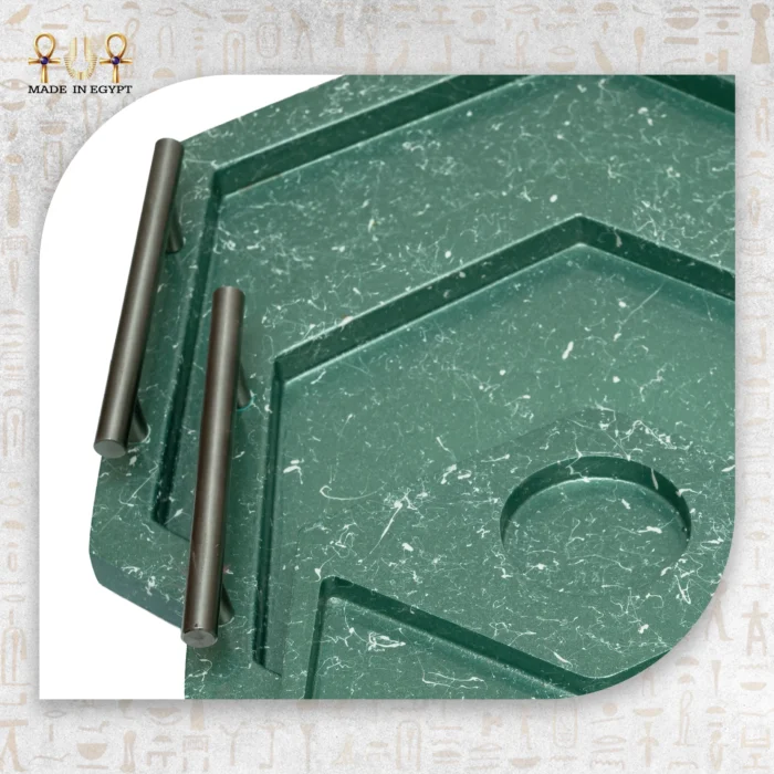 Green Marble Effect Hexagon Serving Tray - Image 2