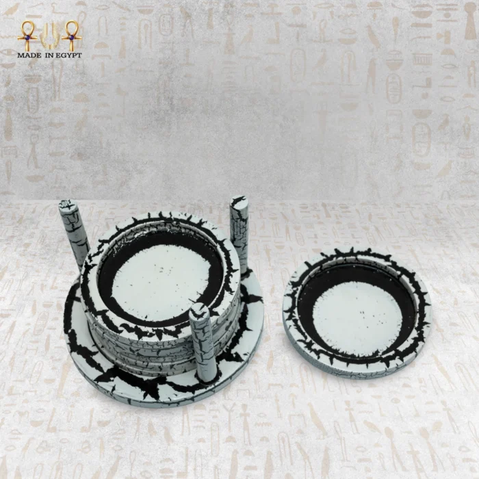 ⁦Black Marble Effect Round and Flower Coaster Set⁩ - الصورة ⁦4⁩