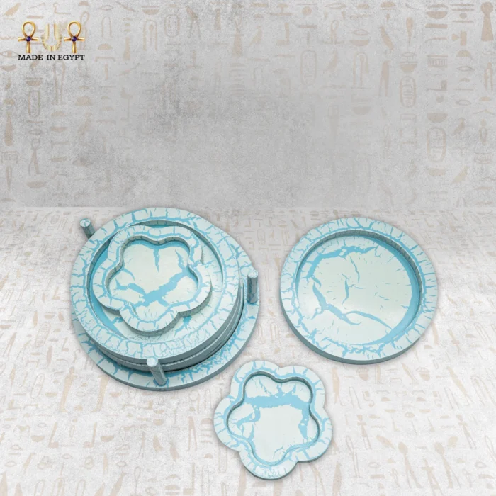 Turquoise Marble Effect Serving Tray Set - Image 2