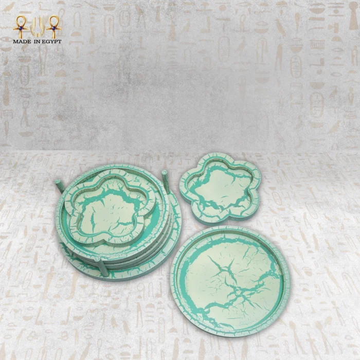 Turquoise Marble Effect Serving Tray Set - Image 19