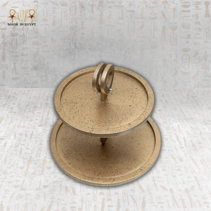 ⁦Antique Gold Two-Tier Round Serving Stand⁩ - الصورة ⁦2⁩