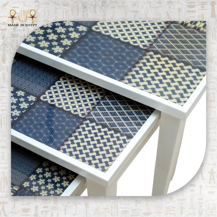 ⁦Geometric Pattern Nesting Tables Set⁩ - الصورة ⁦4⁩
