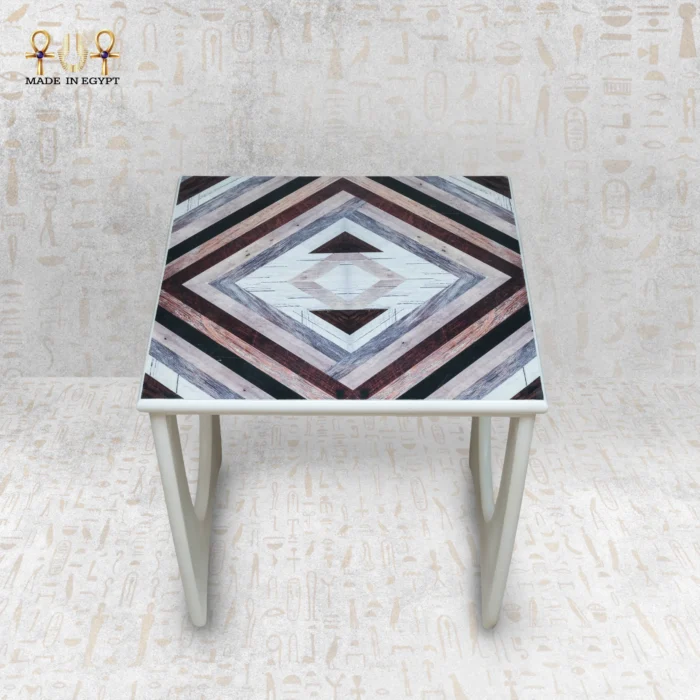 ⁦Wooden Geometric Nesting Tables Set⁩ - الصورة ⁦3⁩