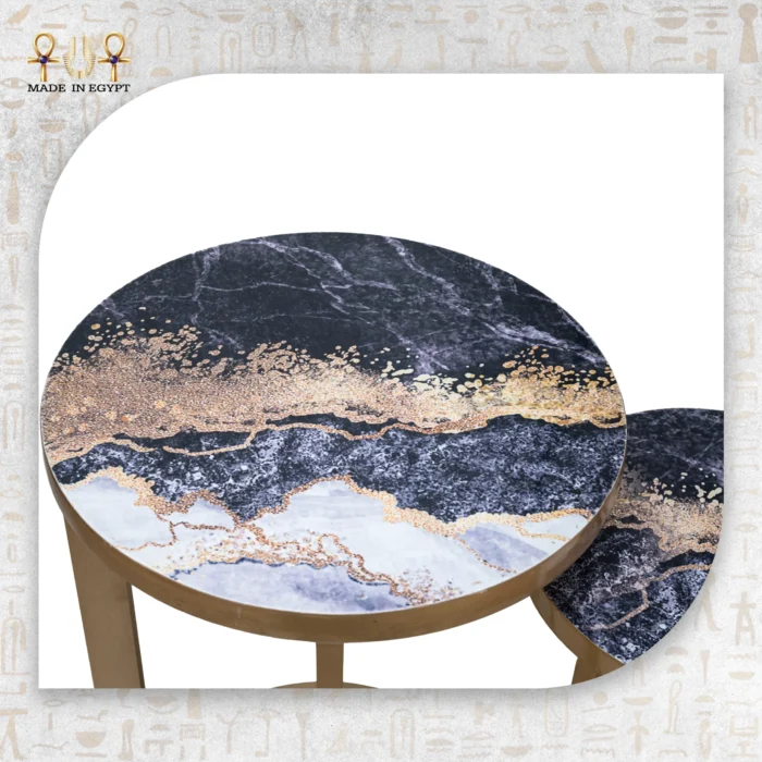 Luxury Marble Round Nesting Tables Set - Image 2