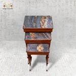 ⁦Luxury Wooden Nesting Tables with Marble-Effect Top⁩ - الصورة ⁦5⁩