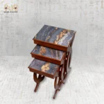 ⁦Luxury Wooden Nesting Tables with Marble-Effect Top⁩ - الصورة ⁦8⁩