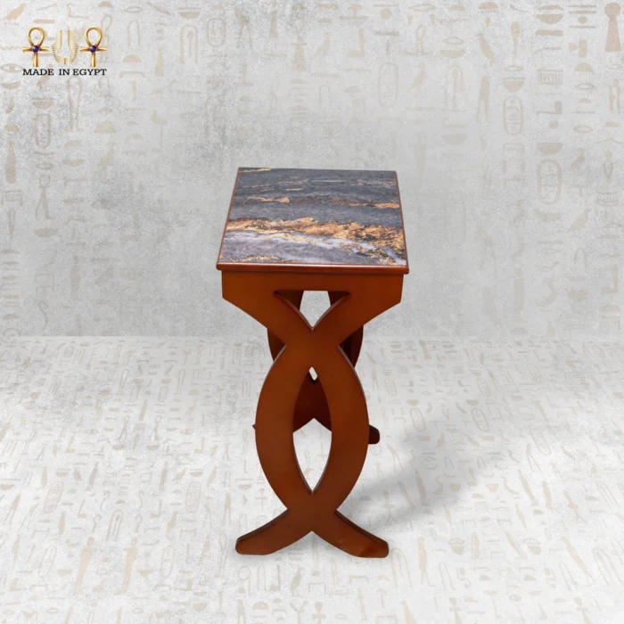 ⁦Luxury Wooden Nesting Tables with Marble-Effect Top⁩ - الصورة ⁦6⁩