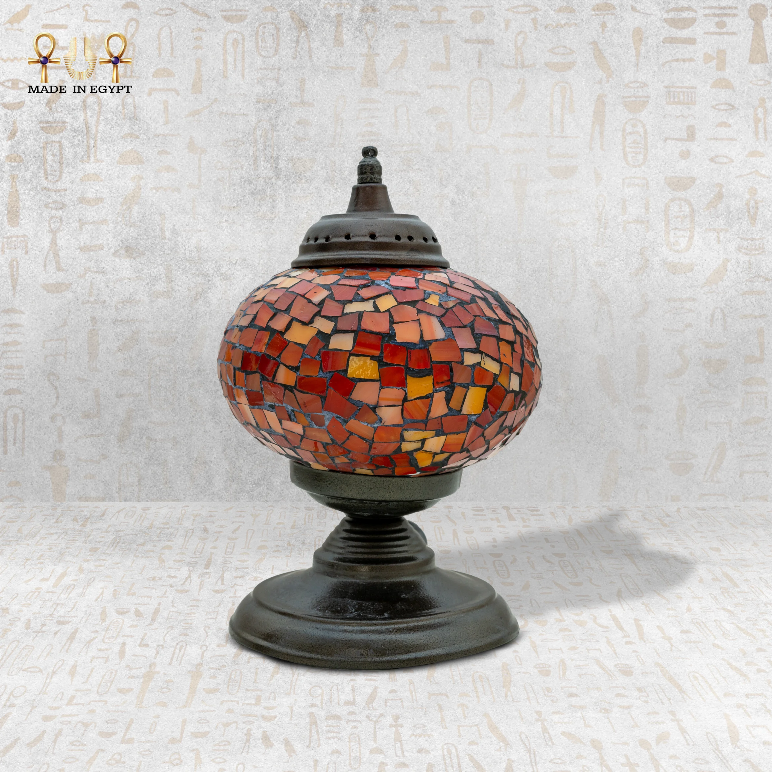 @6A Luxury Oriental Mosaic Table Lamp مصباح موزاييك شرقي بقاعدة معدنية فاخرة - الصورة 1