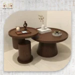 Luxury Round Coffee Table Set with Raised Edge