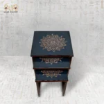 Luxury Wooden Nesting Tables with Gold Mandala Pattern - Image 2