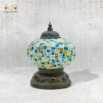 مصباح موزاييك شرقي بدرجات الأزرق والذهبي