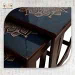 Luxury Wooden Nesting Tables with Gold Mandala Pattern - Image 3