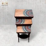 Luxury Wooden Nesting Tables with Colorful Mandala Pattern - Image 2