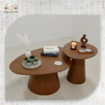 Modern Oval Coffee Table Set with Round Side Table
