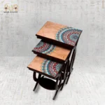Luxury Wooden Nesting Tables with Colorful Mandala Pattern