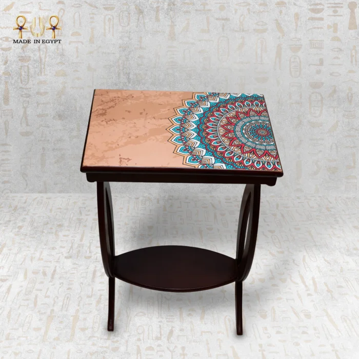 Luxury Wooden Nesting Tables with Colorful Mandala Pattern - Image 4