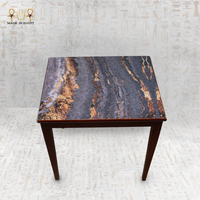 ⁦Luxury Wooden Nesting Tables with Marble-Effect Top⁩ - الصورة ⁦4⁩