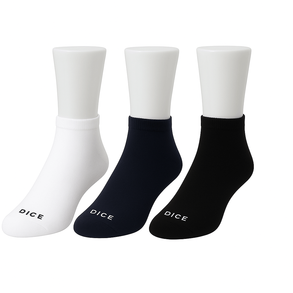 DSM-H-PP3white-black-navy-3.png Men's Half Socket Socks 3-Pack - Image 1