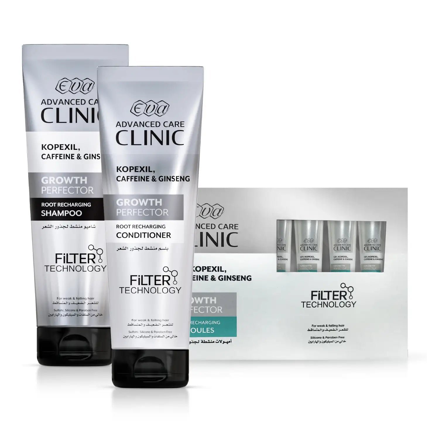 DbEVdvz4QInLmLj3rVoI8WCwfKP6Qiq1x64G3pfg.jpg Eva Advanced Care Clinic Growth Perfector Root Recharging Kit - الصورة 1