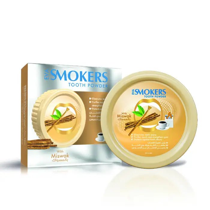 WyjKMiz6q38aH95GsG5o4x0jKdH3T8f18YezZPyz.jpg Eva Smokers Cleansing Tooth Powder With Miswak 40 Gm - الصورة 1