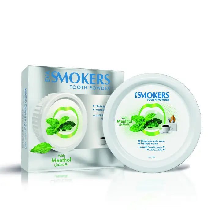 aDqeMz3L7FfqovANVFZ1eTpTOAyxU5Zi4ooDCRPG.jpg Eva Smokers Cleansing Tooth Powder With Menthol 40 Gm - الصورة 1